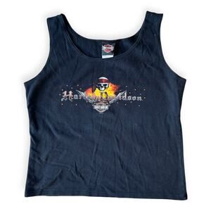 Vintage Y2K Pirates of the Carribean Harley Davidson Bahamas Rhinestone Tank XL